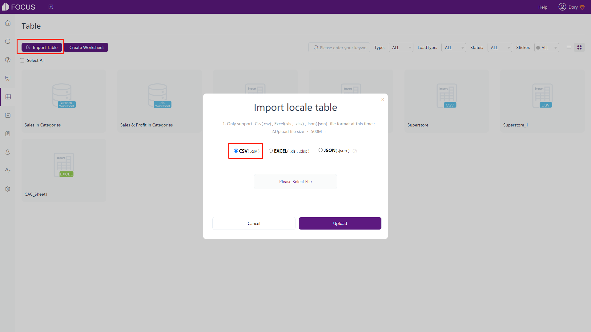 Figure 6-1-4 Import locale table